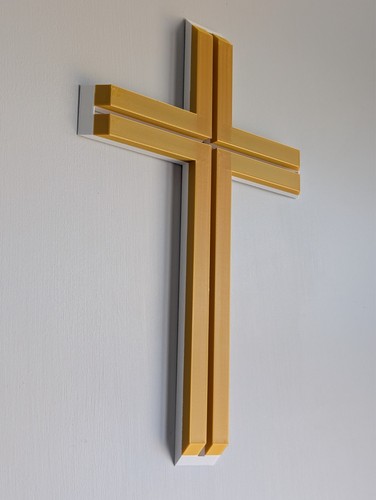 Gold wall cross - 3d, –