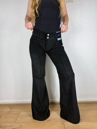 Y2k black corduroy flare - corduroy,