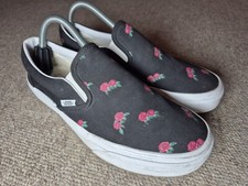 Vans Shoes Classic Cherries Sneakers Black Slip On Shoes Men Uk 7