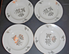 ZEH SCHERZER CREAM PORCELAIN SOUP DISHES x 4  GOLD FLOWERS BAVARIA GERMANY