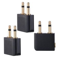 Travel Aircraft Plug Conversion Headphone Adapter 3.5mm Jack (Pack of 3)