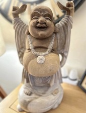 Large hand carved happy buddha - carved,