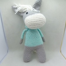 Handmade crochet donkey toy, New, 10 Inch Tall, By NannaTan, cuddly toy