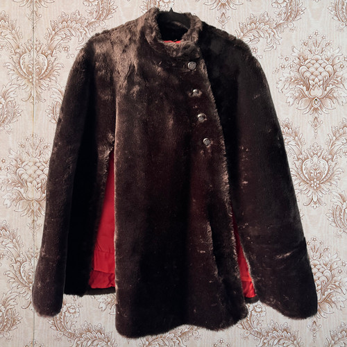 Vintage brown faux - faux, cape