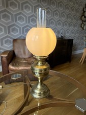 Antique Duplex Oil Lamp Converted to Elecricity Milk Glass Shade