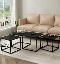 Nesting Tables, 3 Black Metal Coffee Table Set, Centre Table for Living Room