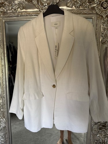 White linen blazer size - white,