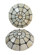 Ceiling Light Tiffany Style x 2 Cream Stained Glass Uplighter Shade Pendant 12”