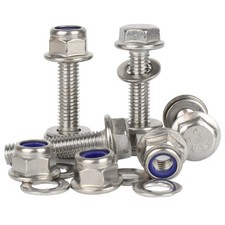 M5 M6 M8 M10 Flanged Hex Bolts + Flanged Nyloc Nuts & Washers A2 Stainless Steel