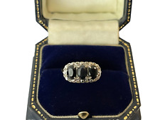 Sapphire Trilogy Ring 9ct Gold 1989 Vintage Sapphire & Diamond Gold Ring -Size N