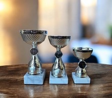 Set of 3 Silver Bowl Cup Trophies Award School Competition FREE engraving