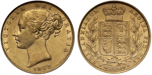 Victoria 1862 sovereign - victoria, r