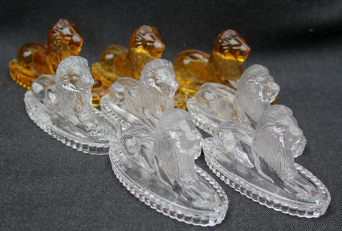 Victorian glass lions - glass,