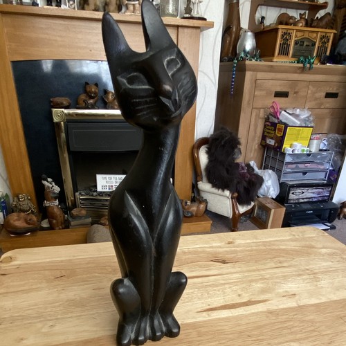 Black wooden carved - carved, cat