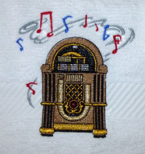 Jukebox Embroidered White Hand
