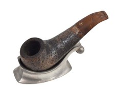 Vintage Big Ben Ranger Tobacco Smoking Pipe REG 34469 & Pewter Stand