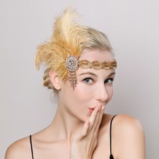 Ostrich Feather Fascinator Hair Clip Headband Gatsby Party Wedding Head Dress
