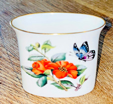 Worcester Fine Bone China Small Oval Vase, Red Floral Butterfly Vase Trinket bud