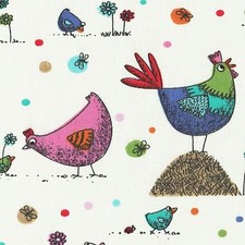 Textiles français Cluck, Cluck… Hens & Chicks fabric - 100% Cotton (Urban Chic)