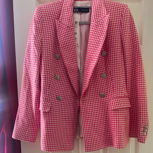Zara pink white check - zara,