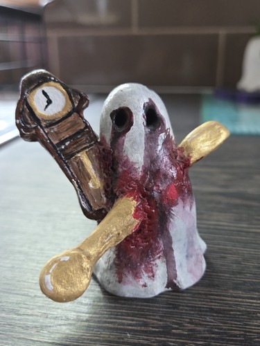 Handmade clay ghost ornament - handmade,