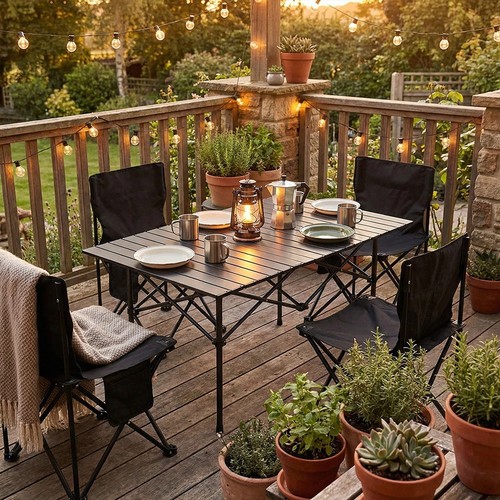 Folding camping table chair - table,