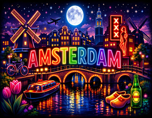 Amsterdam neon fridge - amsterdam, large