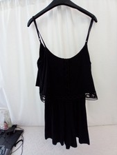 ? Topshop Black Strappy Playsuit With Pretty Lace Detail Size 8 Preloved