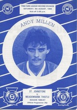 St Johnstone v Meadowbank Thistle ( Promoted) Scottish League 9th August 1986