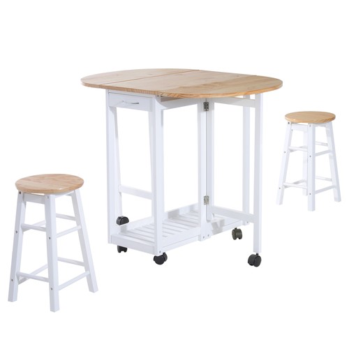 Homcom 3pc wooden kitchen cart - homcom,