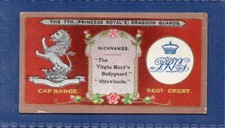 Cigarette card 1900 Cat value £16.oo Mitchell Regiment crest & collar badge #743