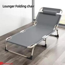 Foldable Sun Lounger Recliner Adjustable Back Rest Garden Indoor Folding Chair