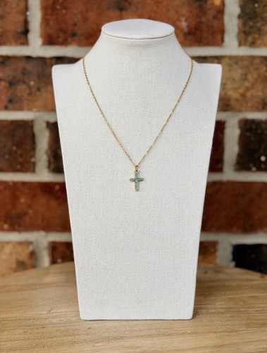 Turquoise cross gold charm - turquoise,