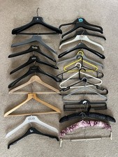Job Lot 25 Mixed Clothes Hangers – Wooden Plastic Fabric Branded M&S Viyella