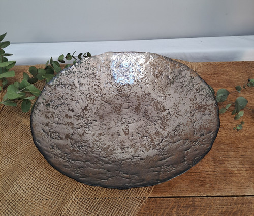 Textured metallic silver art - metallic,