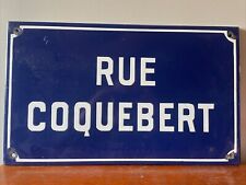 Genuine Vintage French Blue Enamel Street Sign-Rue Coquebert-Reims - France
