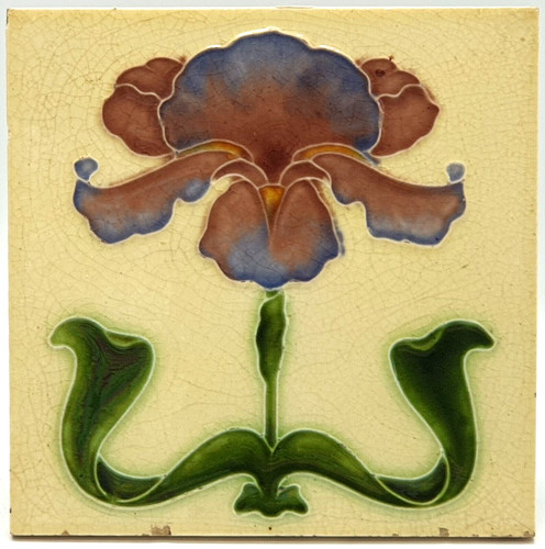 Antique fireplace tile moulded - antique,
