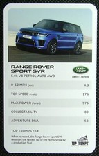 1 x info card Land Rover Range Rover Sport SVR 5.0 L V8 Petrol Auto LR2
