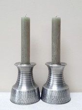 Vintage Swedish pewter candlestick holders