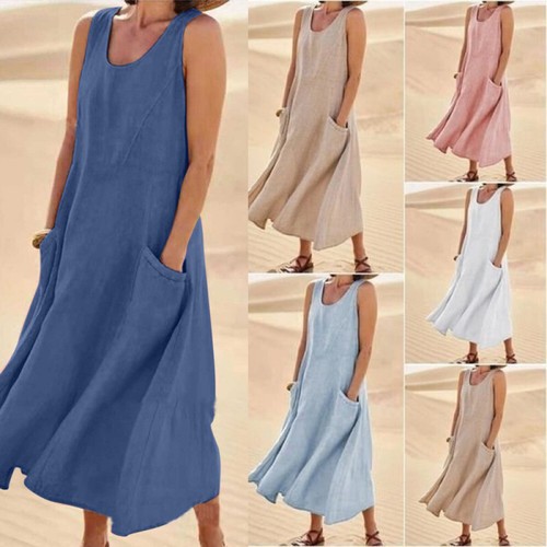 Women sleeveless solid dress - women,