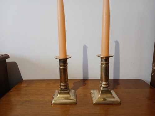 Pair brass candlesticks - brass,