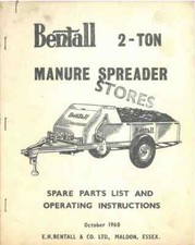 Bentall Manure Spreader 2 Ton Operator & Parts Manual