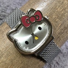 Sanrio Women HK695D Hello Kitty Dress Silver Milanese Band Quartz 31mm Watch 7"