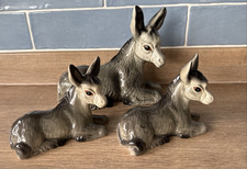3x Vintage Donkey Figures