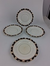 Vintage William Lowe Longton Blue & Gilt China -4 Tea plates 18 cm