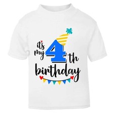 It's My 4th Fourth Birthday T-Shirt Children's Kids T Shirt Boys Cake Smash New
