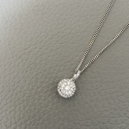 Diamond cluster necklace worn - necklace,