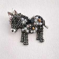 Donkey Brooch Silver Tone