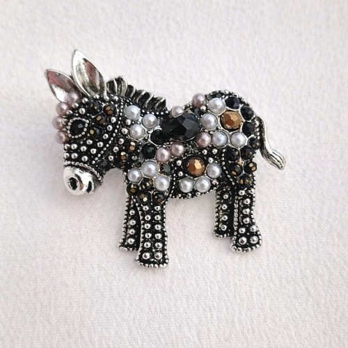 Donkey brooch silver - donkey,