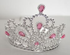 NEW Plastic Silver Childrens Tiara Flower Stone Hair Accessory Party Prom Crown